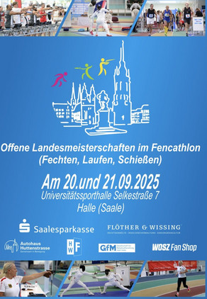 Plakat Landesmeisterschaften Sachsen-Anhalt im Fencathlon 2025 in Halle (Saale)
