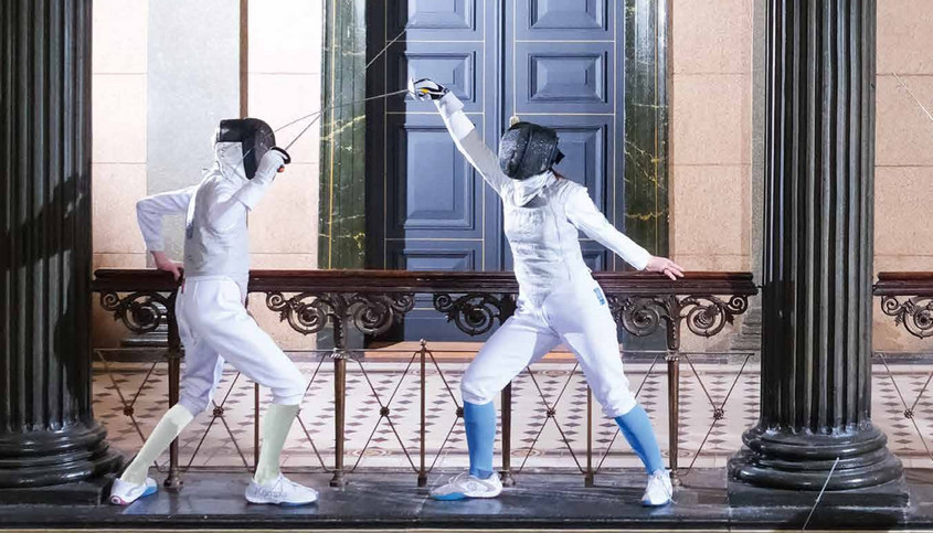 Florettfechter des FC Halle im Löwengebäude der Universität Halle-Wittenberg (MLU)