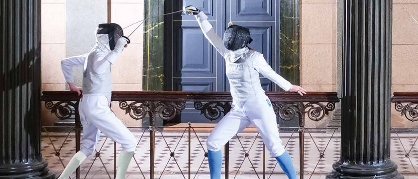 Florettfechter des FC Halle im Löwengebäude der Universität Halle-Wittenberg (MLU)