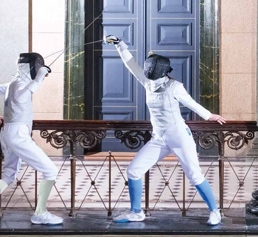 Florettfechter des FC Halle im Löwengebäude der Universität Halle-Wittenberg (MLU)