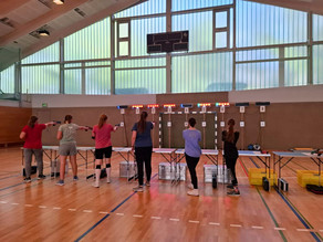 Laserschießen der Damen beim Fencathlon